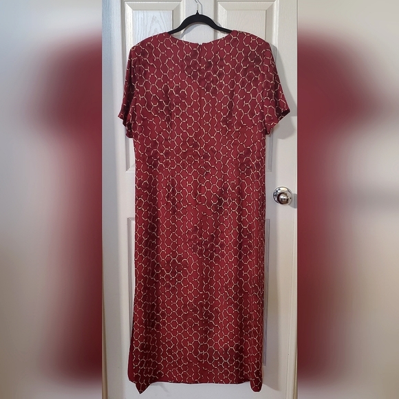 Elisabeth by Liz Claiborne Womans Silk Red Short Sleeve Maxi Lined Dress 16W - Picture 3 of 12